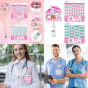 Pink Certified Nursing Assistant Badge Reel And CNA Badge Buddy Retractable ID Clip