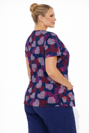 Butter-Soft Originals Power Of Love Navy Women's 3-Pocket Raglan Sleeve Mock Wrap Print Scrub Top