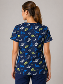 Dinosaurs Women's Navy Scrub Top