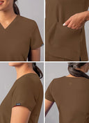 Adar Addition Womens Modern V-Neck Scrub Tops