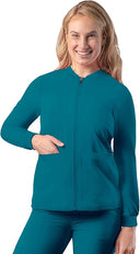 Adar Women Zippered Bomber Scrub Jacket
