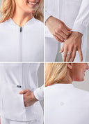 Adar Women Zippered Bomber Scrub Jacket