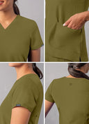 Adar Addition Womens Modern V-Neck Scrub Tops