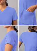 Adar Addition Womens Modern V-Neck Scrub Tops
