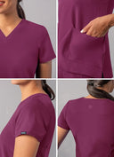 Adar Addition Womens Modern V-Neck Scrub Tops