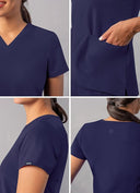 Adar Addition Womens Modern V-Neck Scrub Tops
