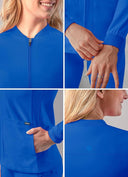 Adar Women Zippered Bomber Scrub Jacket