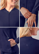Adar Women Zippered Bomber Scrub Jacket