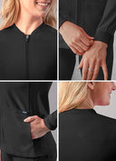 Adar Women Zippered Bomber Scrub Jacket