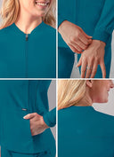 Adar Women Zippered Bomber Scrub Jacket