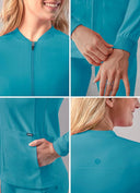 Adar Women Zippered Bomber Scrub Jacket