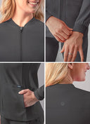 Adar Women Zippered Bomber Scrub Jacket