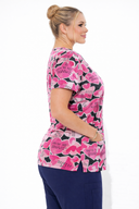 Butter-Soft Originals From My Heart Women's 3-Pocket Raglan Sleeve Mock Wrap Print Scrub Top