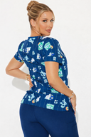 Women's Play Time Combo's Blue's Clues Uniform Scrub Top in Blue