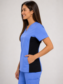 Cherokee Women's Knit Panel Solid Scrub Top